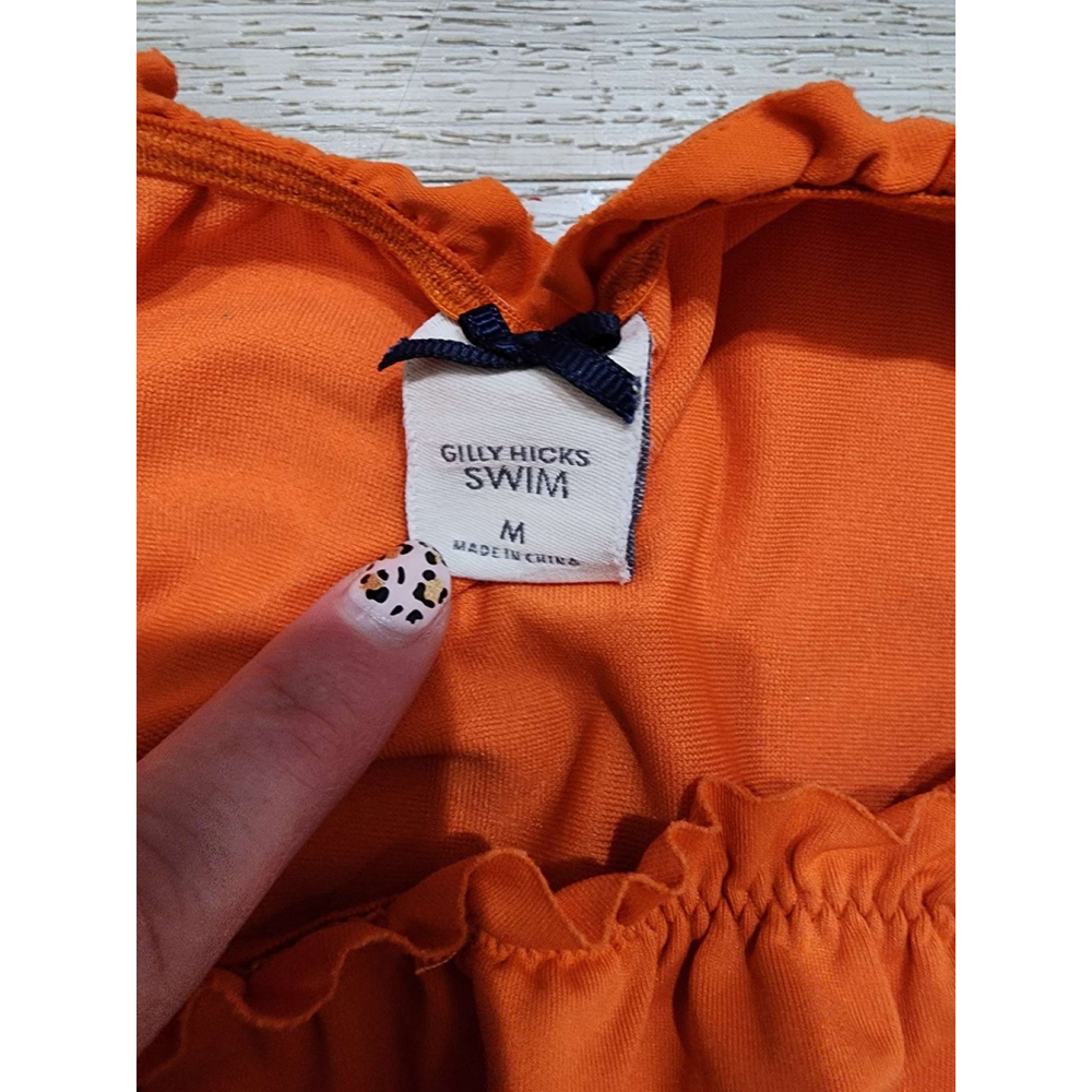 Gilly Hicks Orange Ruffle Triangle Bikini Swimsuit Set Size M Beachwear Used - Picture 2 of 8